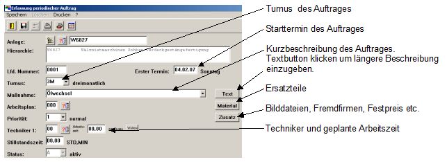 Wartungssoftware Auftragserfassung